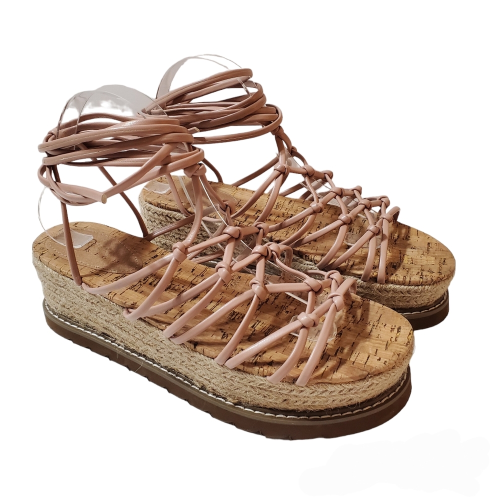 ASOS DESIGN Wide Fit Wells Knotted Platform Sandals Size 7W